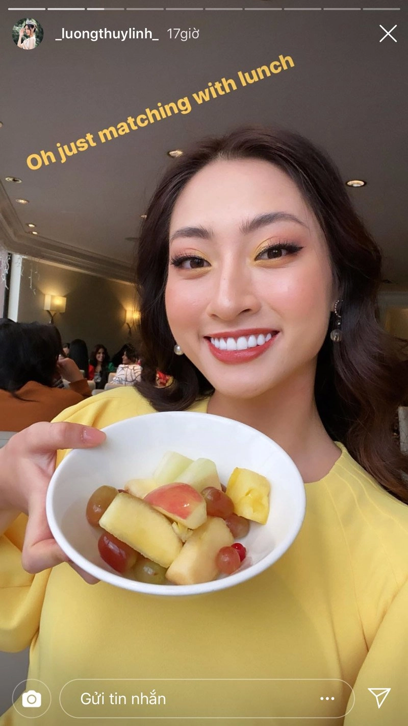 Miss world lương thuỳ linh makeup sương sương đi ăn với đôi mắt loang màu xuất sắc - 2