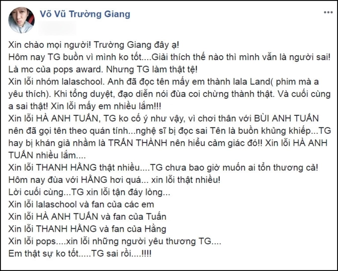 Trường giang liên tục mắc lỗi đọc sai tên đùa giỡn kém duyên khi làm mc khiến nhiều nghệ sĩ khó chịu - 5