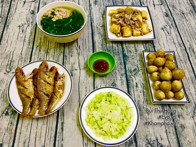 Bữa cơm chiều đề huề với 2 món mặn 2 món rau đưa cơm cho cả nhà - 1