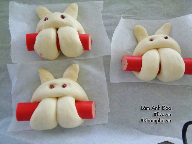 Cách làm bánh bao xúc xích hình thỏ cho bữa sáng - 8