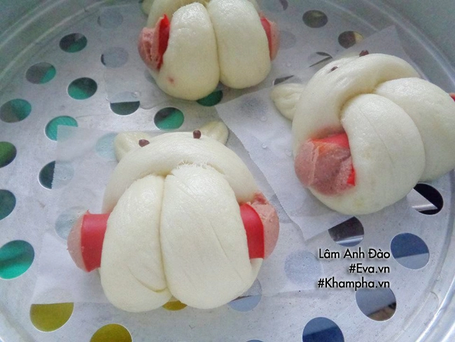 Cách làm bánh bao xúc xích hình thỏ cho bữa sáng - 9