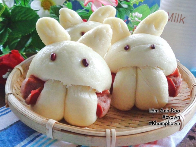 Cách làm bánh bao xúc xích hình thỏ cho bữa sáng - 11