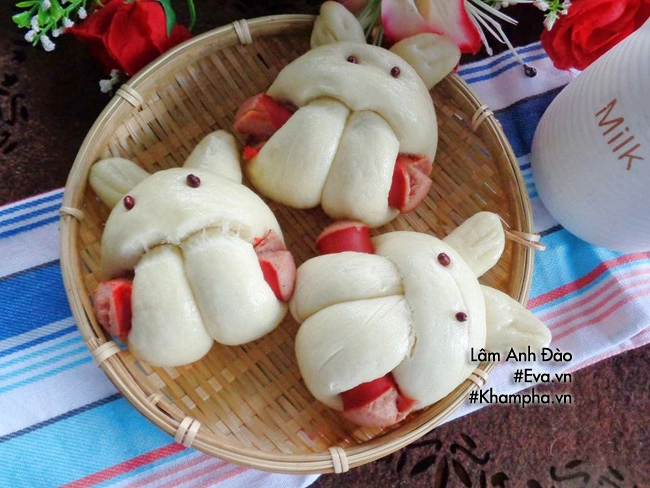 Cách làm bánh bao xúc xích hình thỏ cho bữa sáng - 12