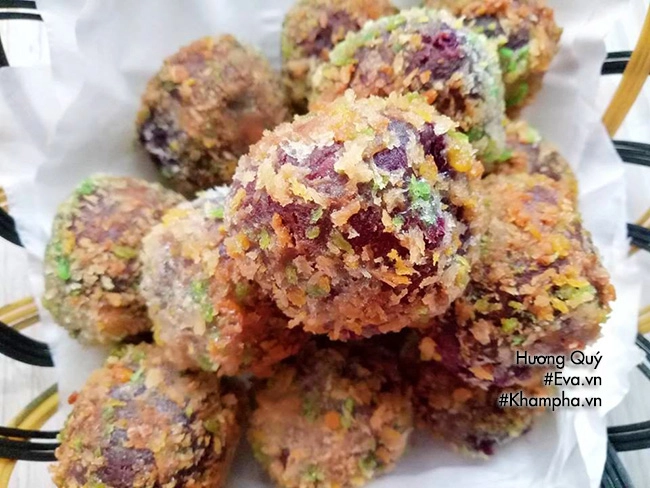 Cách làm bánh khoai lang tím nhân tôm thịt chiên xù giòn ngon - 9