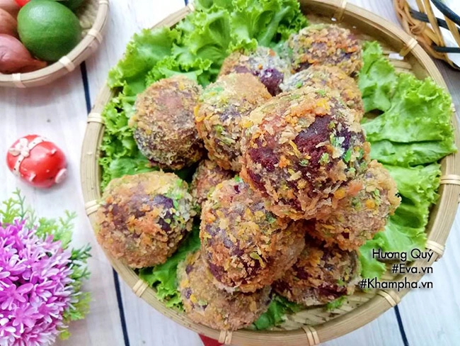 Cách làm bánh khoai lang tím nhân tôm thịt chiên xù giòn ngon - 10