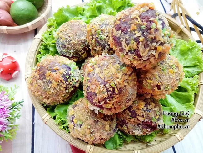 Cách làm bánh khoai lang tím nhân tôm thịt chiên xù giòn ngon - 12