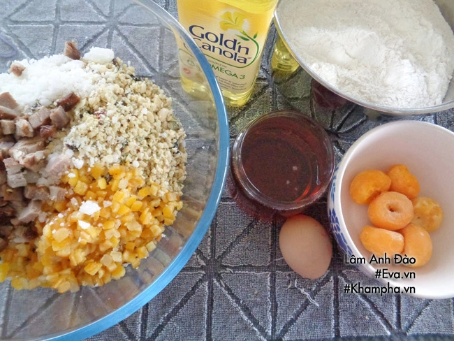 Cách làm bánh nướng trung thu nhân thập cẩm xá xíu chi tiết - 1