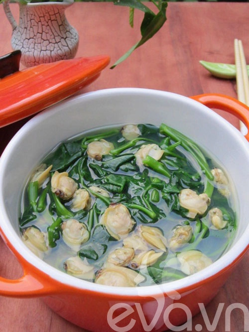 Canh ngao rau muống nấu chua - 8