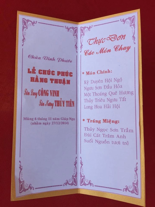 Cỗ cưới chay của thủy tiên công vinh - 1