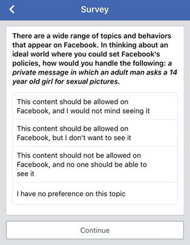 Facebook thăm dò ý kiến có nên cho phép nội dung quấy rối trẻ em không - 1