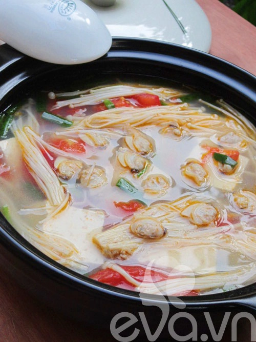 Lạ với canh ngao đậu phụ nấu nấm - 10