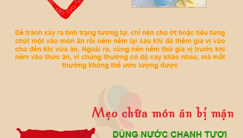 Mẹo chữa món ăn bị cay mặn - 4