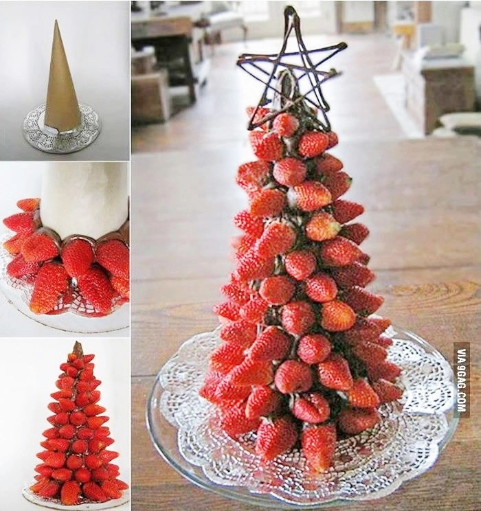Những cách trang trí hoa quả bánh kẹo hình cây thông noel cho bé - 4
