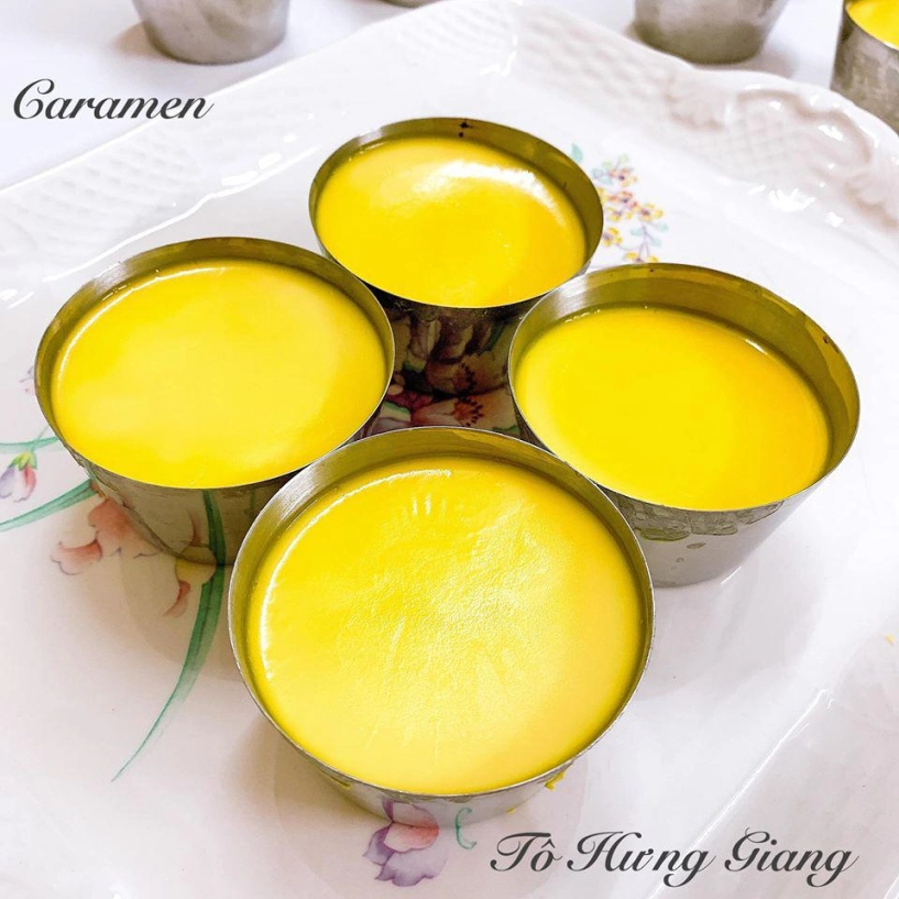 Hotmom ha nôi chia se cach lam banh flan băng nôi chiên không dâu vang ươm min mươt - 2