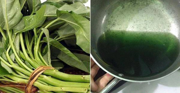 Nước rau muống luộc xong chuyển màu xanh đen có nên ăn hay đổ bỏ - 1