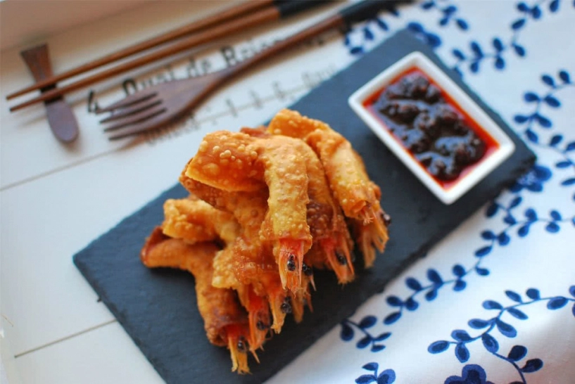 Tôm bọc vỏ hoành thánh chiên giòn làm nhanh trong nháy mắt thưởng thức thật đã miệng - 4