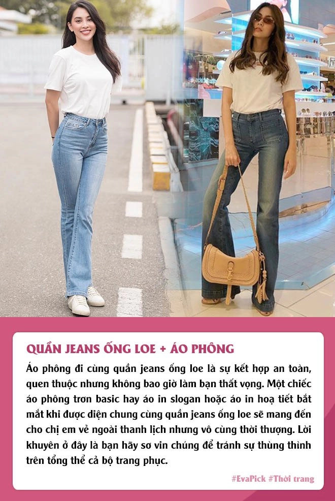 Diện quần jeans ống loe để kéo chân chị em cần phối đúng áo để có vẻ ngoài sang xịn - 4