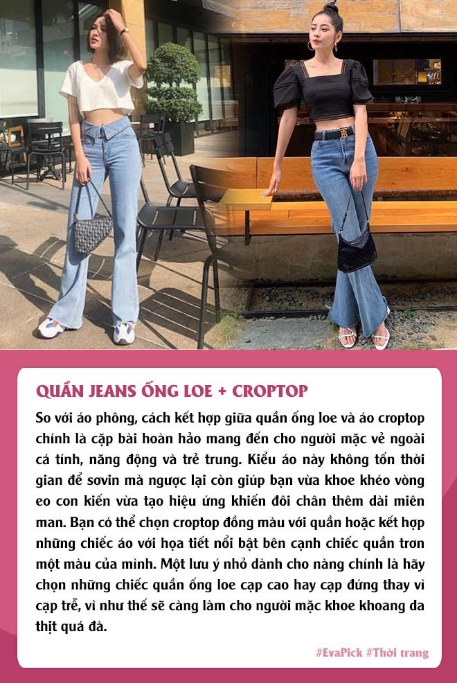 Diện quần jeans ống loe để kéo chân chị em cần phối đúng áo để có vẻ ngoài sang xịn - 5