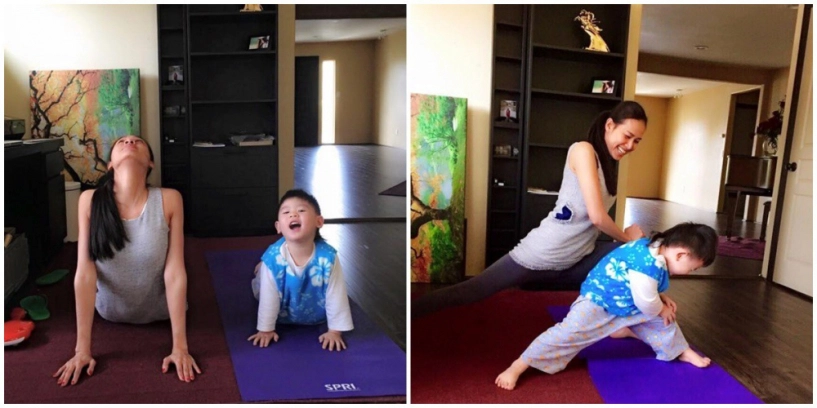 Tiểu công chúa nhà sao việt tập yoga mới tí tuổi uốn dẻo điêu luyện không thua mẹ - 12