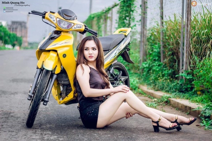 Yamaha 125zr tông vàng nổi bật đọ dáng cùng hot girl xinh đẹp tại trà vinh - 1