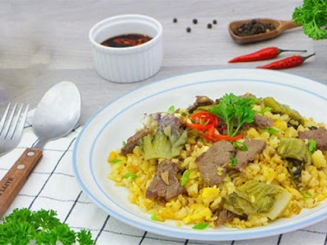 Cách làm cơm rang dưa bò ngon đúng điệu chuẩn vị hà thành - 10