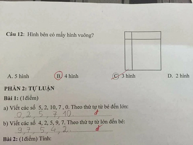 Con làm bài toán đáp số 6 hình vuông bị phê sai phụ huynh đến hỏi cô thì xấu hổ - 3