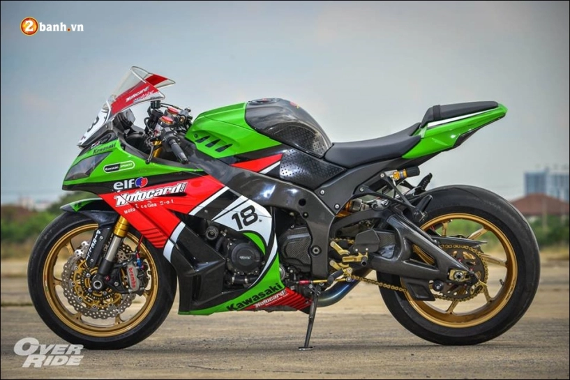 Kawasaki ninja zx-10r độ chiến thần đường đua mang tên green grasshopper - 3