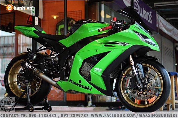 Kawasaki ninja zx-10r độ hào nhoáng với tông màu xanh lá - 2