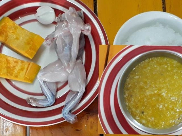 Cách nấu cháo ếch bí đỏ đậu xanh cho bé ăn dặm thơm ngon chuẩn vị - 1