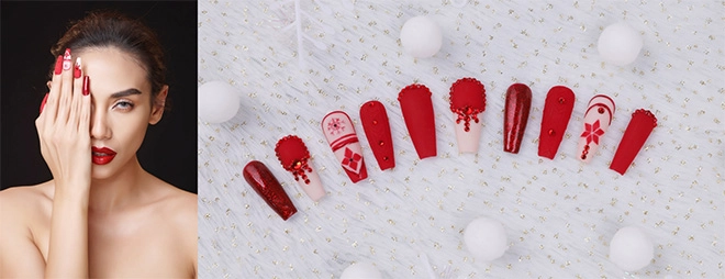 Cùng pang mỹ nguyên siêu mẫu võ hoàng yến tạo trend nail cho giáng sinh 2020 - 5