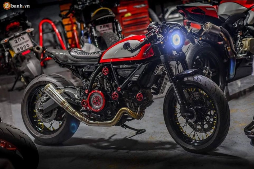 Ducati scrambler cafe racer quái vật hình thành tại xưởng độ mugello - 5