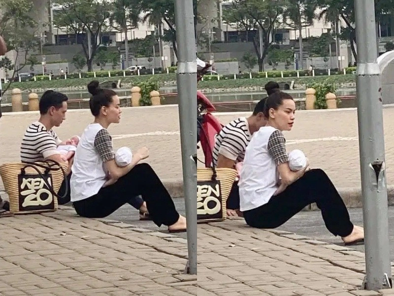 Hết kim lý hà hồ ngồi vỉa hè bế con đến cường đô la cũng đi dép lê địu con - 4