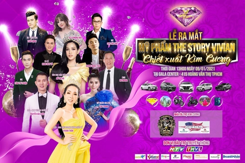 Hh đỗ thị hà dự sự kiện ra mắt thương hiệu mỹ phẩm the story vivian chiết xuất kim cương - 1