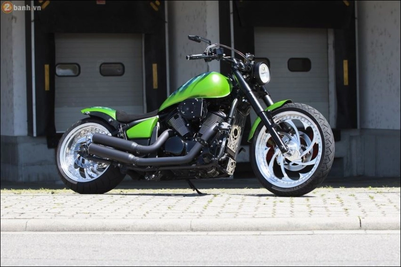 Kawasaki vulcan 900 hóa trang cực sốc qua biến thể green skull - 2