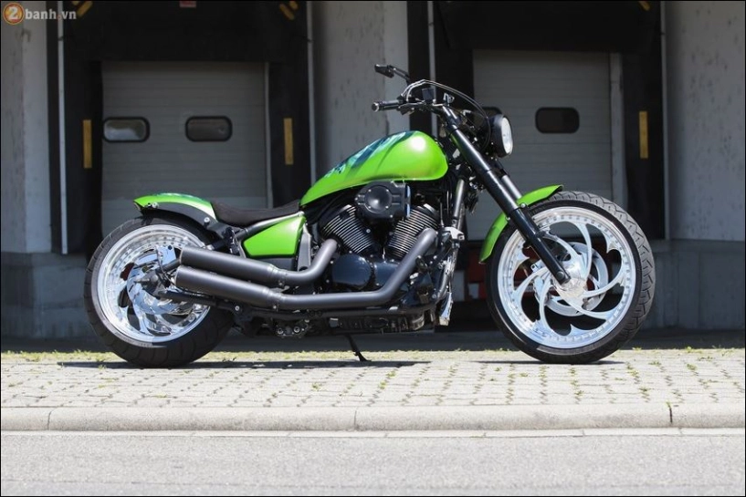 Kawasaki vulcan 900 hóa trang cực sốc qua biến thể green skull - 7