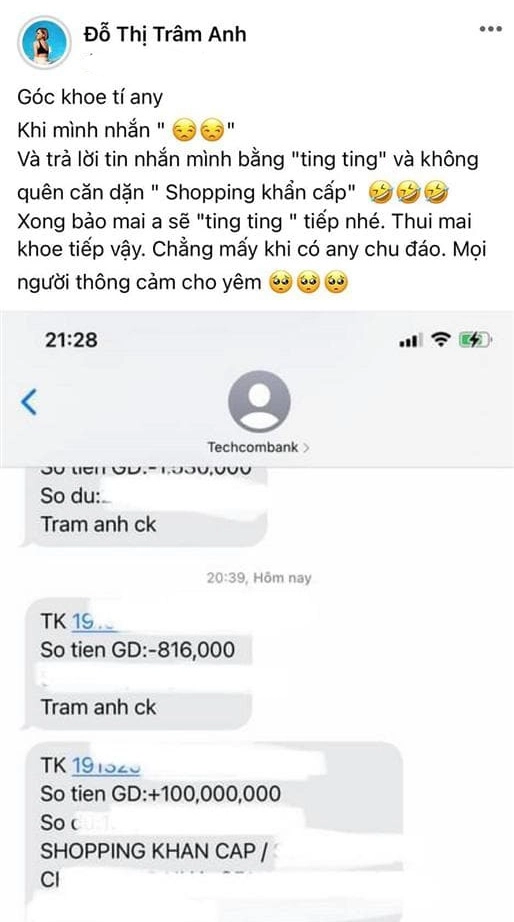 Than buồn bạn trai chuyển ngay 100 triệu hotgirl trâm anh giờ tay xách nách mang túi hiệu không xuể - 2