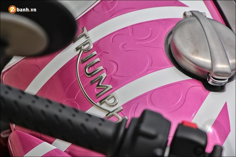 Triumph thruxton r 1200 độ nữ tính cùng màu hồng kitty - 4