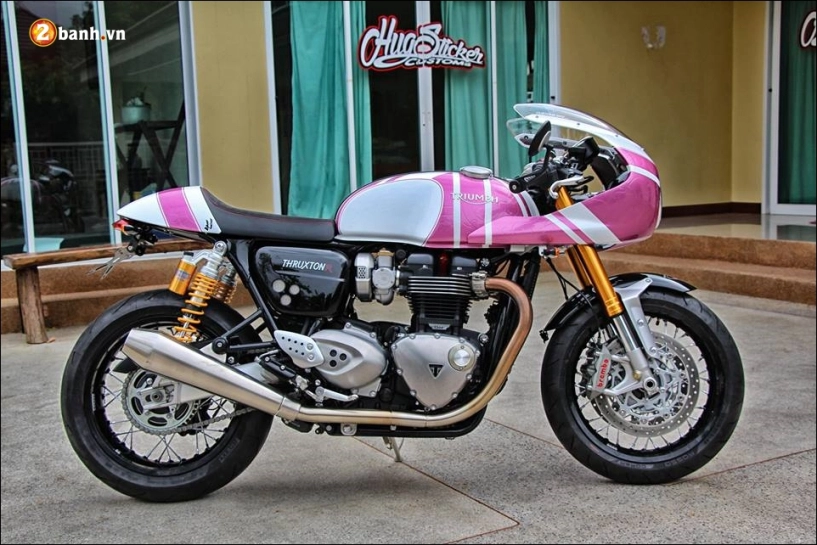 Triumph thruxton r 1200 độ nữ tính cùng màu hồng kitty - 6