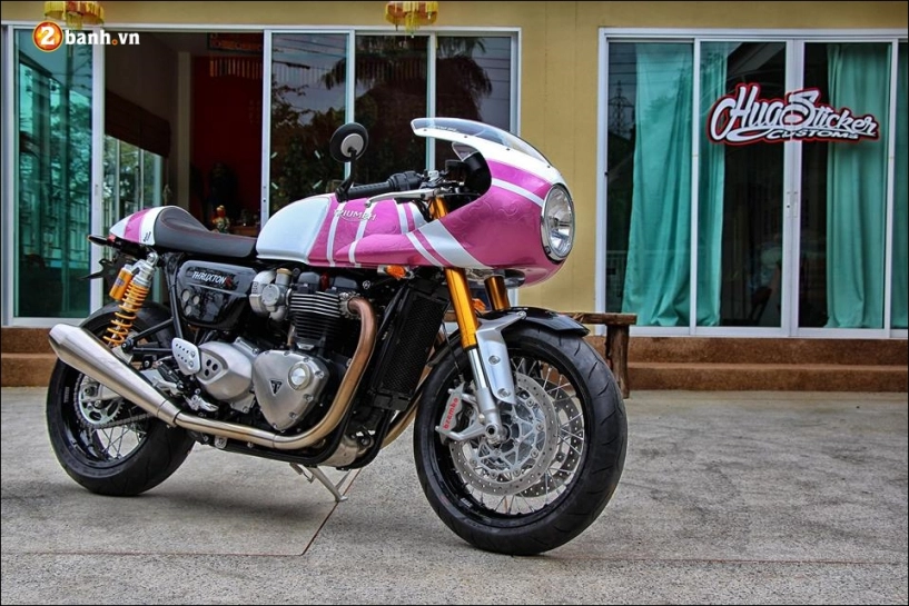 Triumph thruxton r 1200 độ nữ tính cùng màu hồng kitty - 7