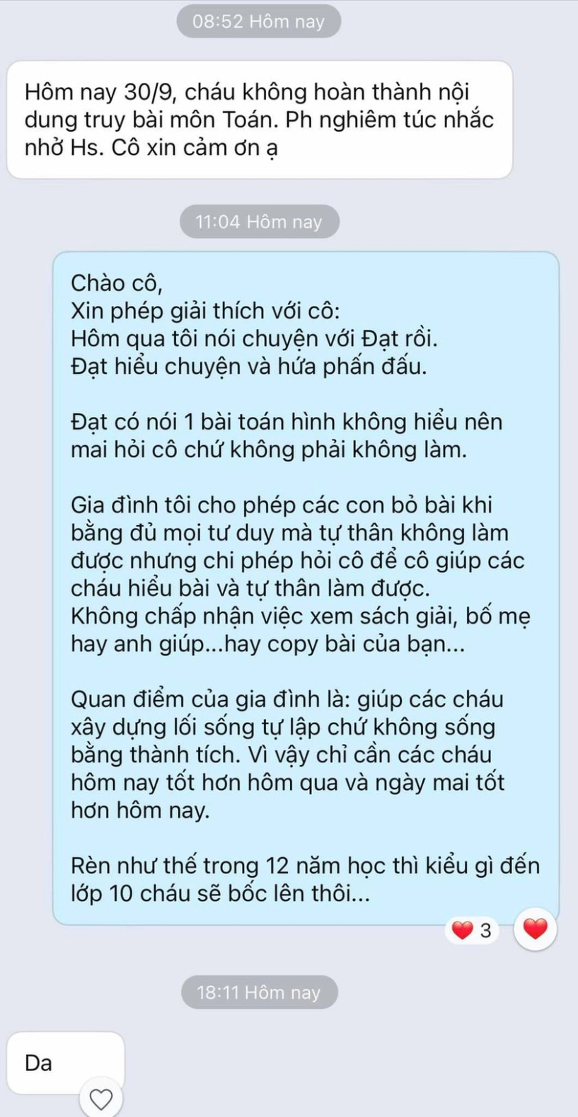Trước tập thể cô giáo phê bình con không làm bài bố đáp một câu khiến cô đành nói dạ - 2