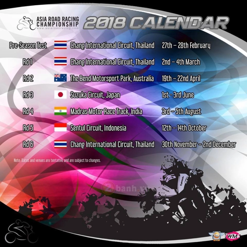 Công bố 6 chặng đua arrc 2018 - 2