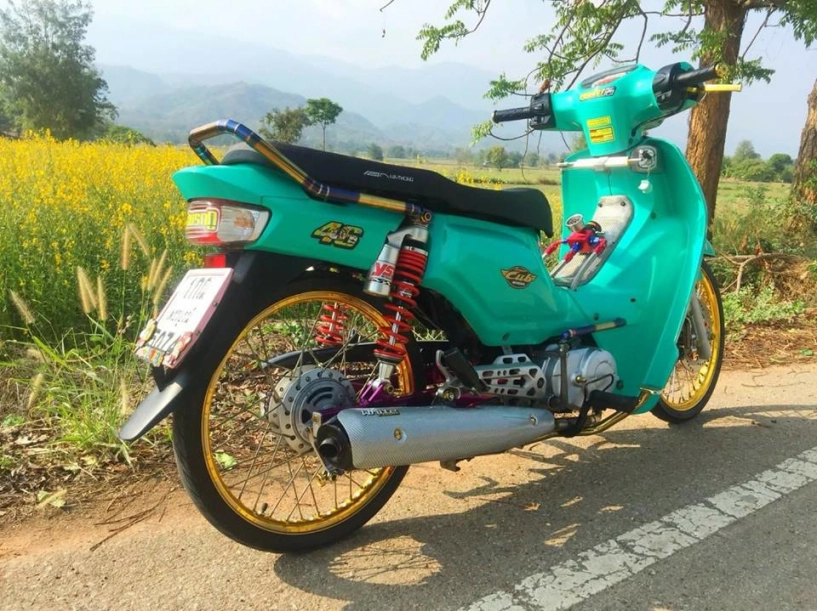 Honda cub fi độ khoe sắc bên con đường hoa vàng rực - 2