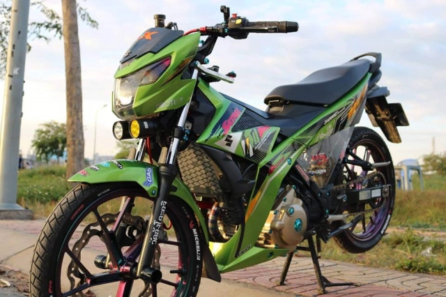 Satria 150 2019 con quái vật xanh sở hữu dàn phụ tùng tối tân - 7