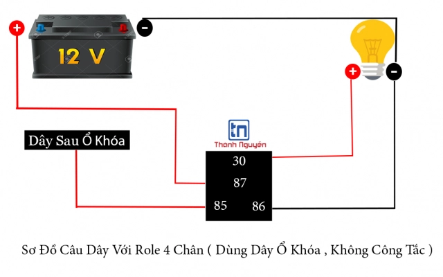 thảo luận sơ đồ kết nối role 4 chân với thiết bị đèn xe máy - 1