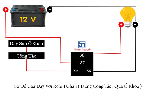 thảo luận sơ đồ kết nối role 4 chân với thiết bị đèn xe máy - 2