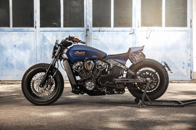 Indian scout bobber độ bụi bặm với phong cách flat track racer - 11