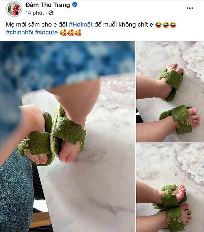 Đàm thu trang diện dép cây nhà lá vườn cho con công năng ăn đứt dép hiệu của mẹ - 4