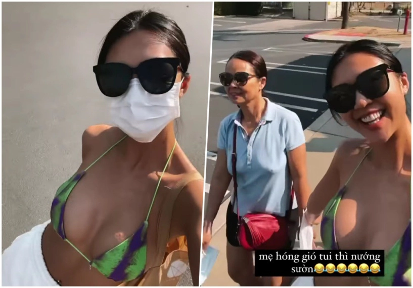 Dạo phố mỹ hoa hậu từng bị vu khống thuộc đường dây tú ông diện bikini khoe ngực bức thở - 3