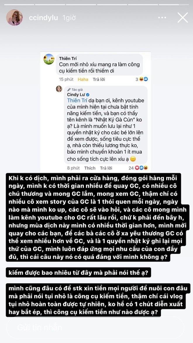 Bị nói mang hai con hoài lâm ralàm công cụ kiếm tiền hotgirl cindy lư buồn bã quá đáng - 2