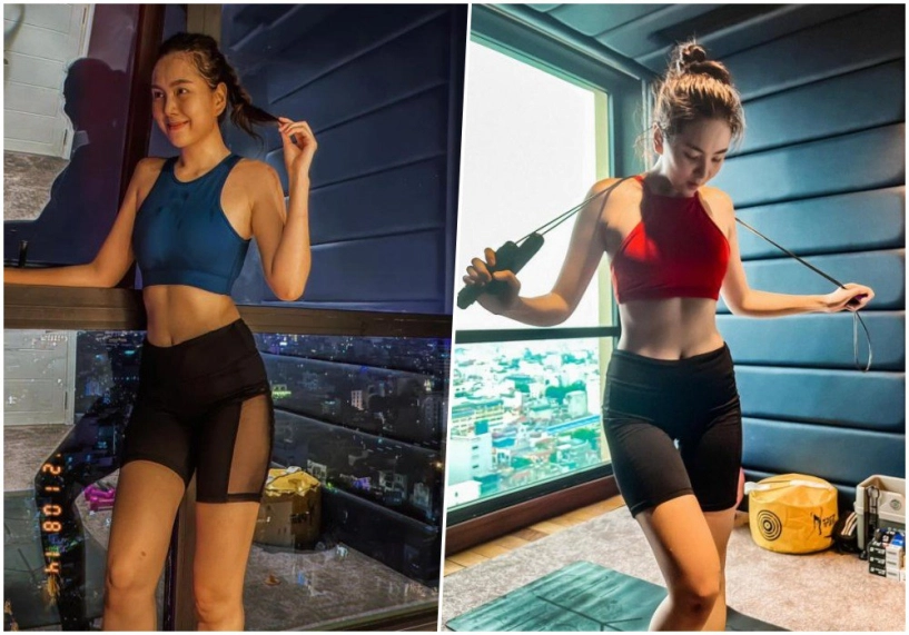 Mai ngọcuống cả bình nước thần khi tập tành bảo sao da trắng sứ dáng nuột nà - 3